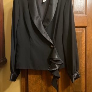 Black Crepe J.R. Nites Evening Jacket with Satin collar.  Sz.14.